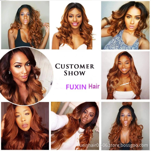 Ombre Lace Closure Wig Body Wave Honey Blonde Wigs Human Hair Lace Front Remy Brown Burgundy 99J Color Body Wave Frontal Wig